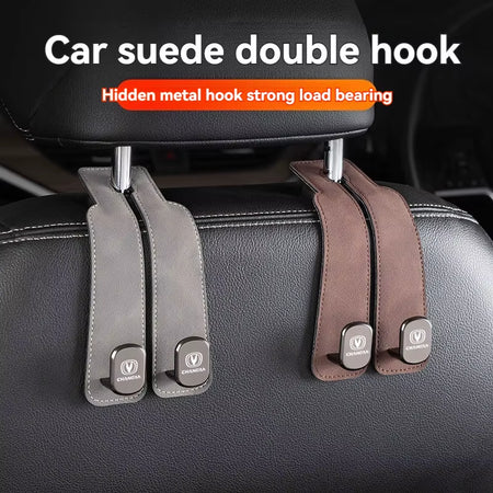 Luxury Suede Double Hook Organizer – Premium Rear Seat Backrest Hook for Changan CS Series & Eado